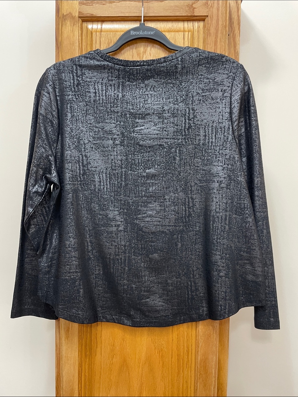 Liverpool Metallic Black Long-Sleeve Crewneck Top Medium Petite - Picture 11 of 15